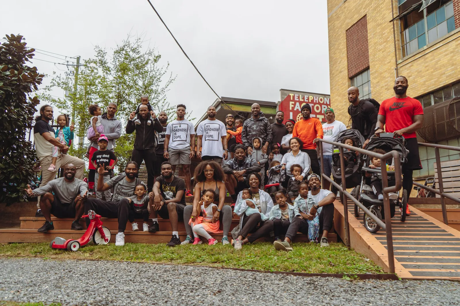 Dope Dads and their families together after the October Dope Dads Run